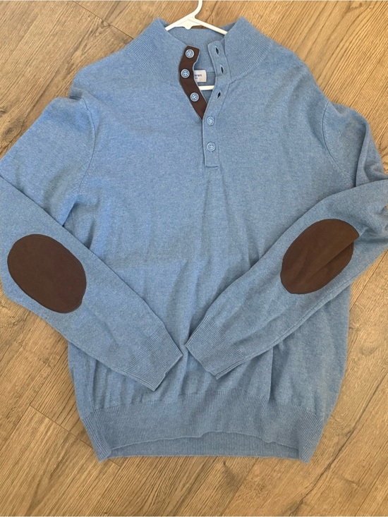 Other - Men's Light Blue Pullover Sweater with Elbow Patches 100% Cashmere